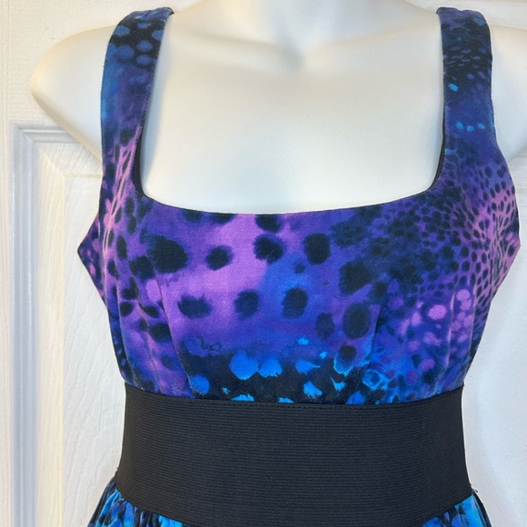 Necessary Objects cotton blend cocktail dress, blue and purple, small - Picture 2 of 7